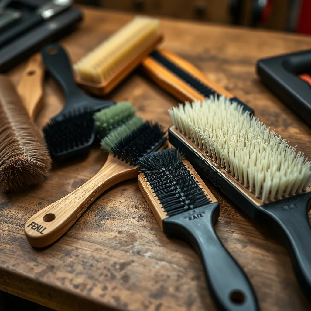 Selection of professional detailing brushes with different b